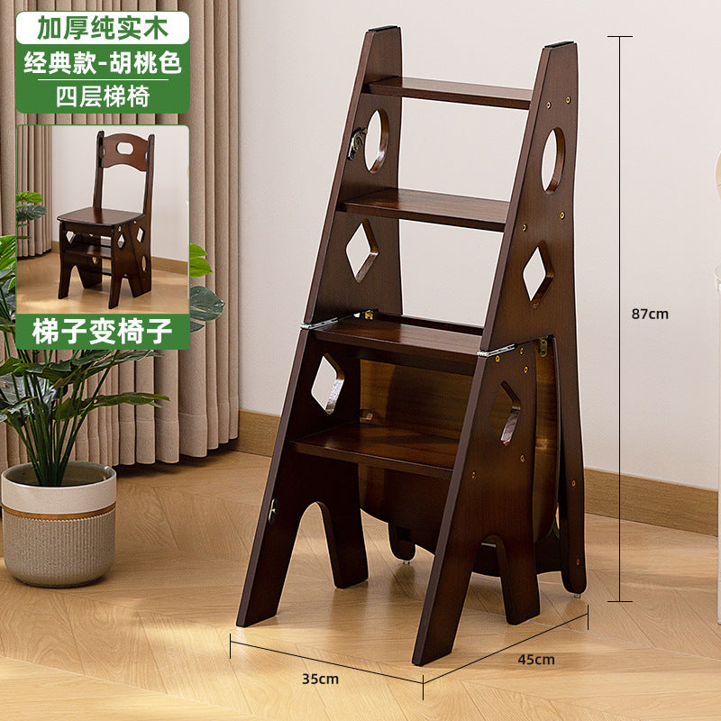 实木梯子家庭家用梯折叠梯室内梯凳椅子多功能两用梯楼梯步梯Solid Wood Ladder, Household Ladder, Folding Ladder, Indoor Ladder, Step Stool, Chair, Multifunctional Two-in-One Ladder, Stair Ladder