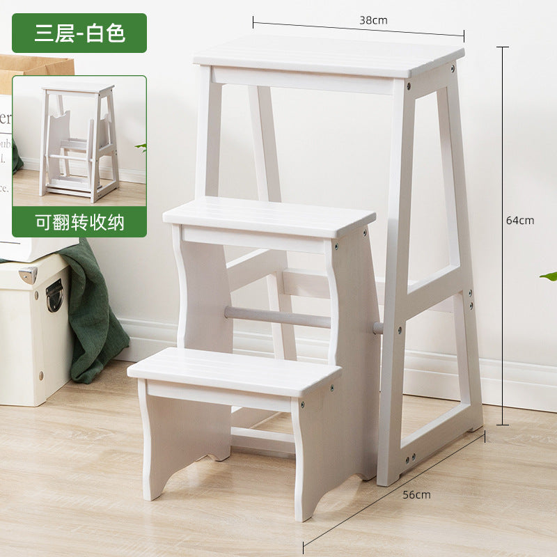 实木梯子家庭家用梯折叠梯室内梯凳可当椅子多功能两用梯楼梯步梯Solid wood ladder, household ladder, folding ladder, indoor ladder, step stool that doubles as a chair, multifunctional dual-purpose ladder, staircase step ladder