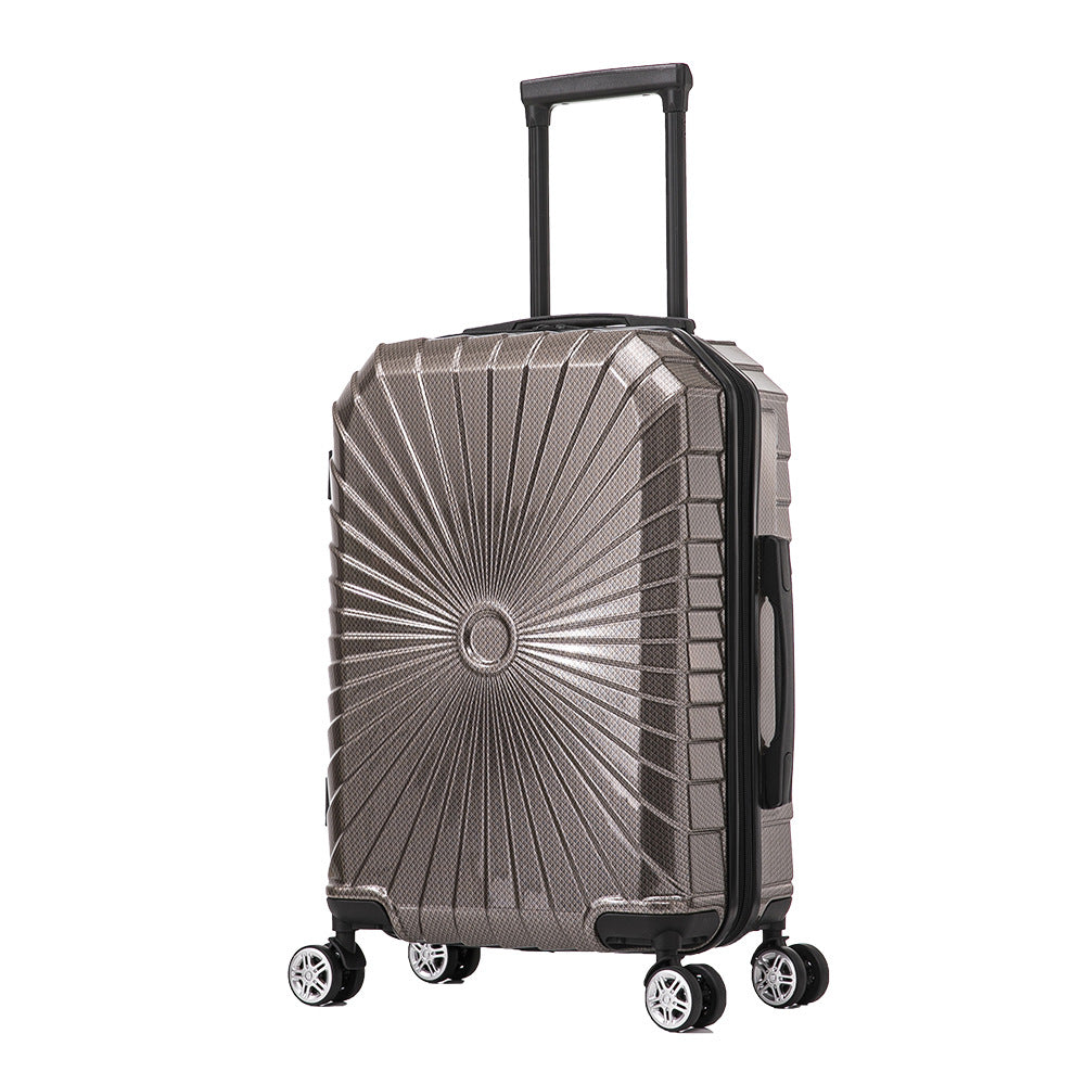 工厂定制LOGO行李密码箱ABS外贸PC拉杆静音万向轮登机旅行箱批发Factory-made customised logo luggage: ABS and PC material, telescopic handle, silent swivel wheels, cabin-sized travel suitcases – wholesale