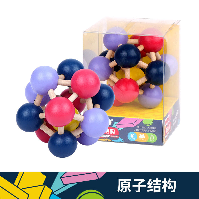 榫卯结构脑力大通关孔明锁鲁班锁礼盒6岁以上儿童休闲解锁玩具Mortise and Tenon Puzzle Challenge: Kongming Lock and Lu Ban Lock Gift Set – Leisure Puzzle Toy for Children Aged 6 and Over