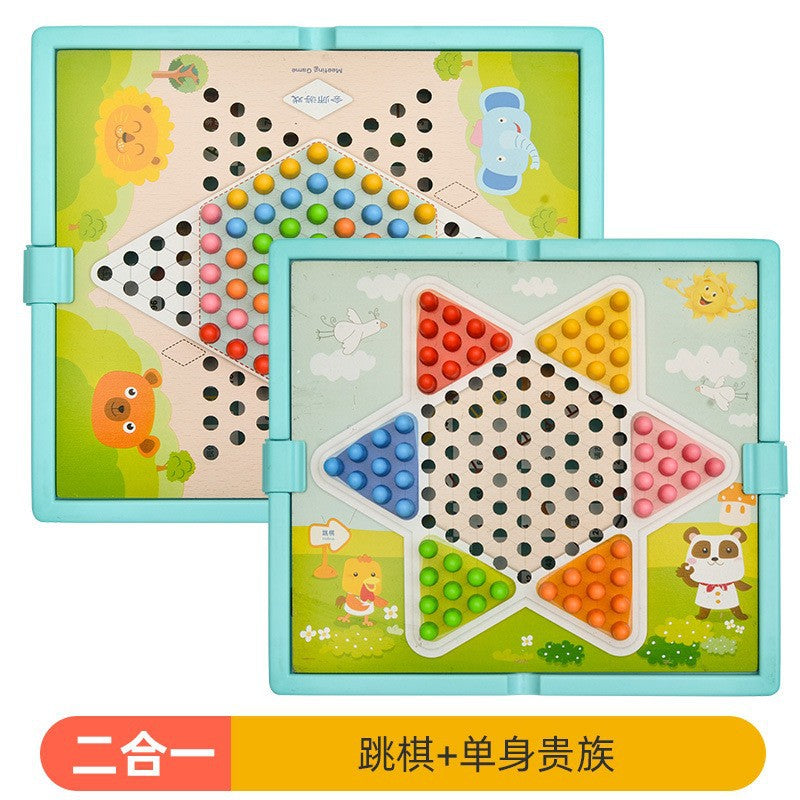 飞行棋跳棋五子棋象棋批发多功能木质桌游戏棋类批发儿童益智玩具Children’s Educational Early Learning Wooden Coloured Counting Blocks: Colour Recognition, Sorting, Stacking and Puzzle-Solving Toy Game