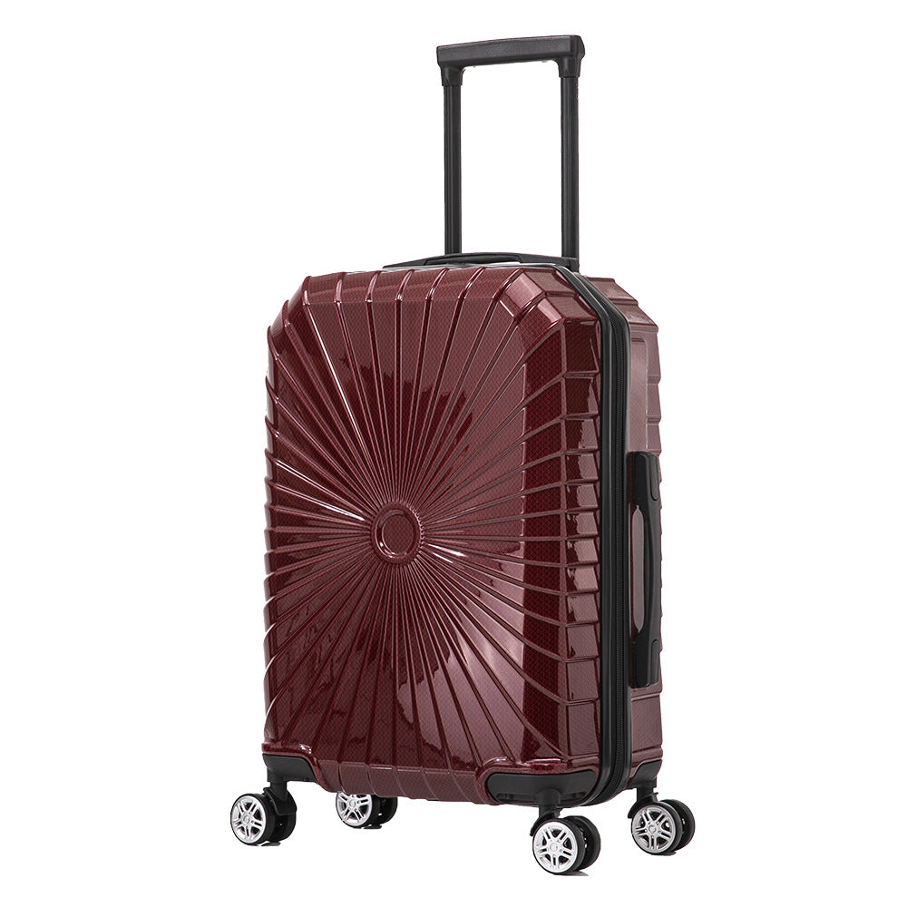 工厂定制LOGO行李密码箱ABS外贸PC拉杆静音万向轮登机旅行箱批发Factory-made customised logo luggage: ABS and PC material, telescopic handle, silent swivel wheels, cabin-sized travel suitcases – wholesale