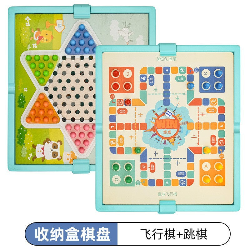 飞行棋跳棋五子棋象棋批发多功能木质桌游戏棋类批发儿童益智玩具Children’s Educational Early Learning Wooden Coloured Counting Blocks: Colour Recognition, Sorting, Stacking and Puzzle-Solving Toy Game