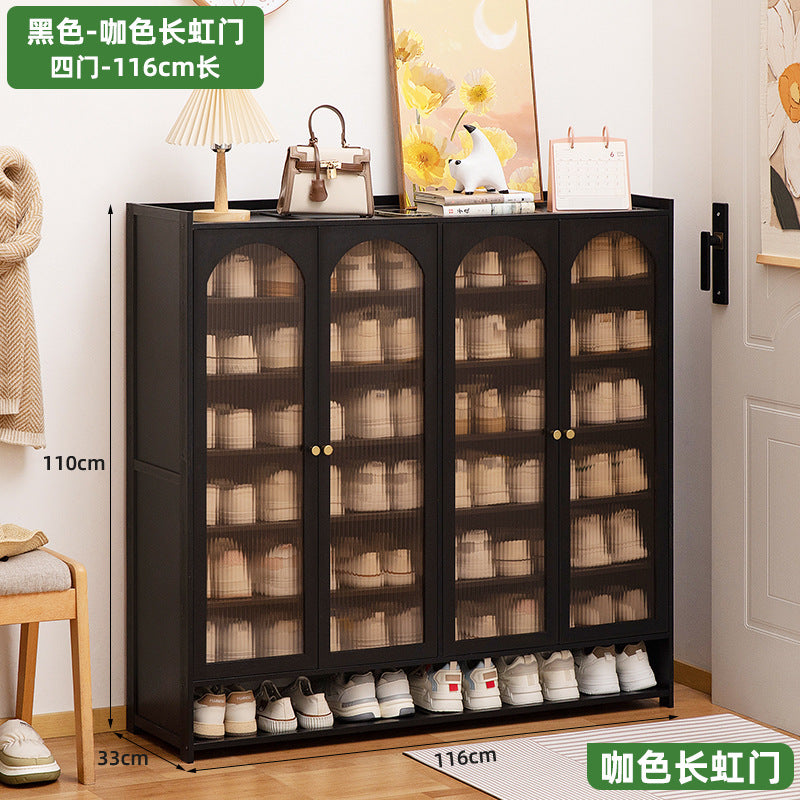 家用门口鞋柜小户型出租屋鞋架子带门多层一体落地简易收纳柜Home shoe cupboard for the hallway – shoe rack for small rented flats with doors, multi-tiered, all-in-one floor-standing storage unit