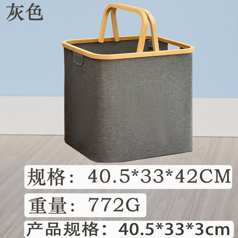 可折叠竹圈手提篮防水收纳篮牛津布收纳筐家用脏衣篮野餐收纳便携Foldable Bamboo-Rimmed Handbag, Waterproof Storage Basket, Oxford Fabric Storage Basket, Household Laundry Basket, Picnic Storage, Portable