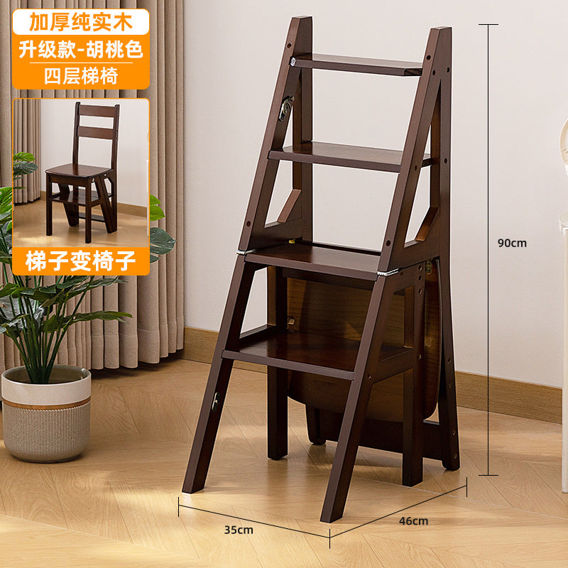 实木梯子家庭家用梯折叠梯室内梯凳椅子多功能两用梯楼梯步梯Solid Wood Ladder, Household Ladder, Folding Ladder, Indoor Ladder, Step Stool, Chair, Multifunctional Two-in-One Ladder, Stair Ladder